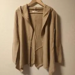 earth music&ecology フード付きカーディガン ベージュ