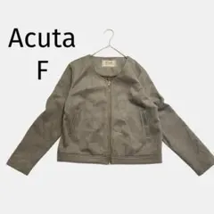 Acuta アクータ　フェイクスエード　ノーカラージャケット　ジップアップ　春秋