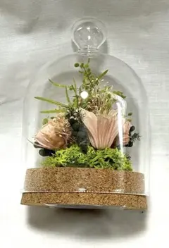 ガラスドーム フラワーアレンジメント ピンク系 インテリア 置物 花飾り