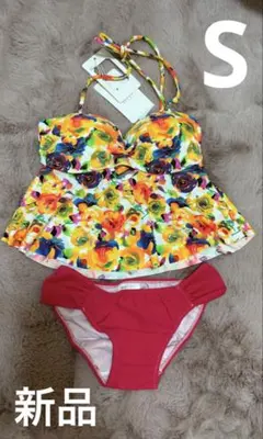 新品　レディース　花柄タンキニ水着　7 S タグ付き