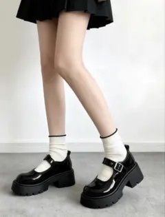 厚底 メリージェーン シューズ ブラックのサムネイル