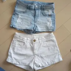 H&M デニムショートパンツ 2枚セット