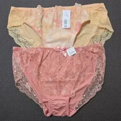 【aimerfeel】オレンジ系 レース付きショーツ2枚セット Lサイズ