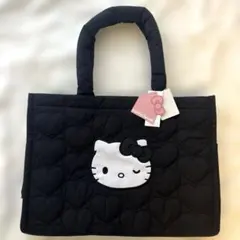 サンリオハウス ハートキルティングトートバッグ ブラック キティ 大