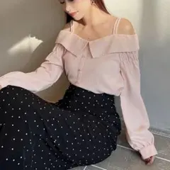 リゼクシーRESEXXYダブルストラップオフショルブラウスピンク