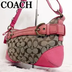 COACH ホーボーバッグ ワンショルダー レザー クロワッサン型 ピンク