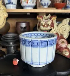 福泉窯 染付地紋 松竹梅 火鉢筒型 ワインクーラー 水差し 花入れ 鉢