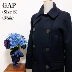 【美品】ギャップ ウール混 肉厚 無地 可愛いボタン ネイビー ピーコート Sのサムネイル