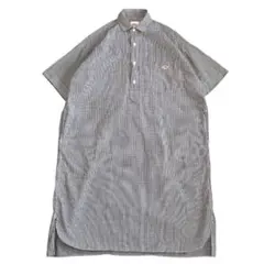 美品 ダントン コットンポプリン プルオーバー チェック シャツワンピース