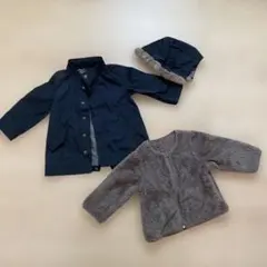 90cmベビー用モッズコートセット（ボアフリースとファー付帽子）