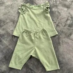 ユニクロ　ベビー服 セットアップ フリル トップス パンツ グリーン