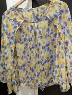 RuLe 花柄シフォン2WAYブラウス 肩掛け袖