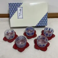 カメイガラス　ガラスコップ5個セット 藍模様　冷茶