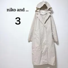 【ニコアンド】ロングコート ベージュ 3 コットン ロング丈 フード付 ナイロン