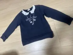 メゾピアノ フリル付き襟 ネイビー トレーナー