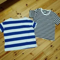 無印良品 ボーダーTシャツ 2枚セット XS-Sのサムネイル