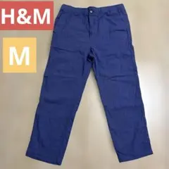 H&M メンズ イージーパンツ ブルー Mサイズ 麻 コットン