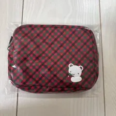 完売【新品未使用】ファミリア　familiar ポーチ　赤チェック　くま　りんご