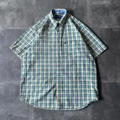 00s PENDLETON 半袖ボタンダウンシャツ チェック柄 緑 L A979のサムネイル