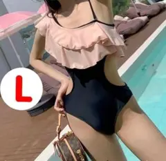 レディース水着 ワンショルダー ワンピース ウエストカット Lサイズ