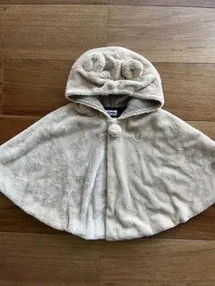 ミキハウス／ベージュ／フード付きポンチョ／ベビー