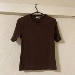 半袖 リブTシャツ ブラウン