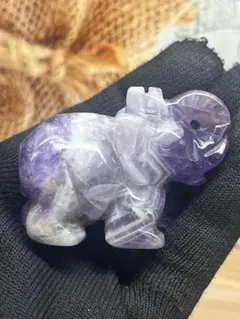 天然石　ドリームアメジスト　カービング　象さんNo.1122