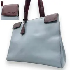 美品■プラダ　ロゴ型押し　バイカラー　トートバッグ　A4対応　鍵・南京錠付き
