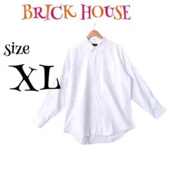 a655　ブリックハウス　メンズ　シャツ　XL　白系　大きいサイズのサムネイル