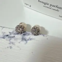 パールとクリスタルのスタッドピアス