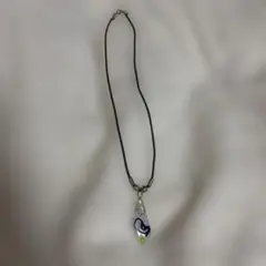 ガラスペンダント ネックレス　ハート　お花　ブルー