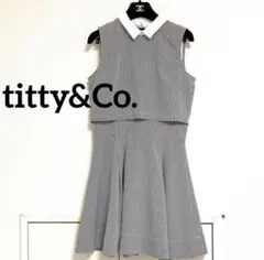 titty&Co. 襟付き ノースリーブ ワンピース 白襟 グレンチェックのサムネイル