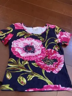 花柄ビーズ装飾半袖Tシャツのサムネイル