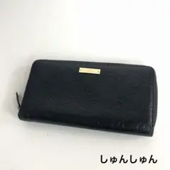 GUCCI グッチ シマ レザー ラウンドファスナー 長財布 ブラック 黒