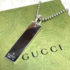 GUCCI スクエアプレート ネックレス シルバー ヴィンテージ925 - メルカリ