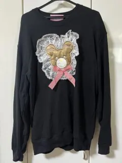 美品 Nile Perch ナイルパーチ クマ刺繍 ブラックスウェットのサムネイル