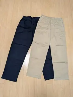 ネイビー・ベージュ ユニクロ ストレッチイージーアンクルパンツ