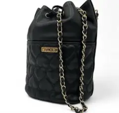 Moschino 黒 レザー バケツバッグ 巾着