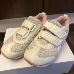 19cm アシックス 花柄 ホワイトスニーカー