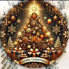 ブリキ看板（クリスマスツリー　オニキスゴールド）インテリアボード　ガーデン雑貨