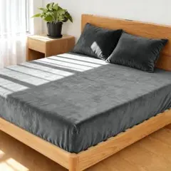 グレー ボックスシーツ マイクロファイバー 吸湿発熱 100X200cm グレー