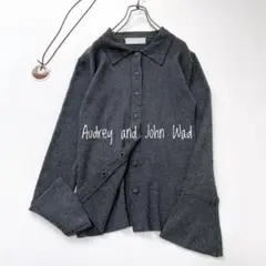 【美品】Audrey and John Wad ウール混リブニットシャツ Fのサムネイル