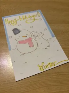 クリスマスポストカード 冬ポストカード 手描きイラスト