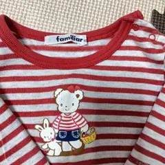 familiar 赤白ボーダー 長袖Tシャツ