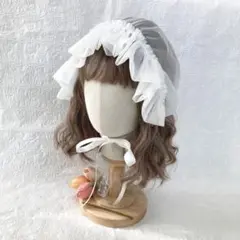 チュールのボンネット　ホワイト