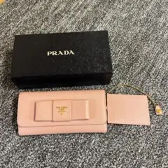 PRADA サフィアーノリボン付き 長財布 ピンクベージュ