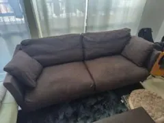 3人用布貼りソファ ダークブラウン