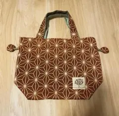 着物生地　麻の葉柄ミニトートバッグ　ハンドメイド
