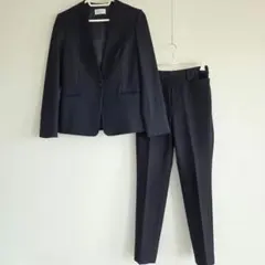 PLST セットアップ ノーカラージャケット パンツ ネイビー XS