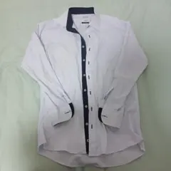 ORIHICA 長袖ワイシャツ M ホワイト/ネイビー